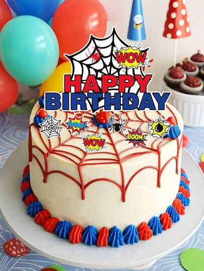 13件套蛋糕装饰摆件，生日蛋糕装饰，派对小礼物，蜘蛛纸杯蛋糕蛋糕装饰，蜘蛛蛋糕装饰，蜘蛛主题生日派对