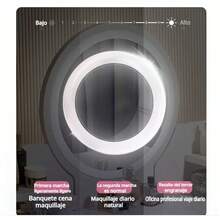 Mesa de Maquillaje Blanca con Espejo Iluminado + Cajones y Estantes, Amplio Almacenamiento para Cosméticos, Ideal para Hogar y Salón de Belleza - Blanco - Ver 5