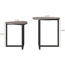 Muebles y accesorios para cocina y comedor.HOJINLINERO - Juego de 2 mesas de centro redondas mesas auxiliares sala de estar mesa de café pequeña negra mesa auxiliar mesa de noche mesa de consola marco de metal fuerte con tapa de madera - negro - Ver 2