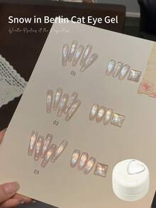 annies 5g Esmalte de uñas en gel efecto ojo de gato "Berlin Snowfall" Nuevo esmalte de uñas en gel magnético con perlas de seda doradas y rosas, 1 pieza/3 piezas