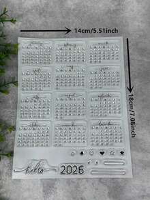 1个透明橡胶印章，复古透明卡片印章，2026年日历制作印章，DIY剪贴簿、照片杂志、相册装饰印章 - 黑色 - 查看 5