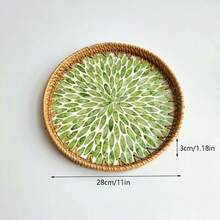 8.66-Inch Diameter X 1.18-Inch Height Handmade Rattan Woven Round Desktop Storage Tray - Multicolor - View 18