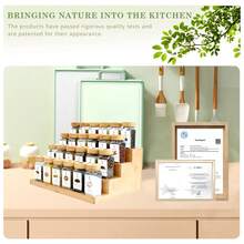 SAEIV Spice Rack Drawer, With 2-In-1 Bamboo Spice Jars And Shelf (FCM®) – 24 X 120ml Square Spice Jars With Labels, Freestanding And Drawer-Compatible Spice Shakers – Spice Jar Set - 24 Spice Jars + Bamboo Rack - View 5