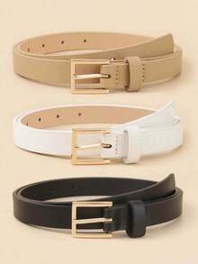 Cintura quadrata semplice ed elegante, cintura per abiti/pantaloni da ragazza di colore solido ed elegante, cintura casual retrò, stile preppy, adatta per l'uso quotidiano, può essere regalata per l'estate, l'autunno o San Valentino. - Multicolore - Visualizzare 2