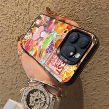 1pcs Tropical Fruit Cocktail Pattern Phone Case Compatible with Apple Phone 17ProMax 16 15 14 13 12 11ProMax XR 7plus 8plus Xs Max XS Galaxy S21 S22 S23 S24 S25 Ultra.Antidrop Phone Case Silicone Modern Funky Cute Fashion Can Be Given To Friends Can Be Given To A Lover - Negro - Ver 4