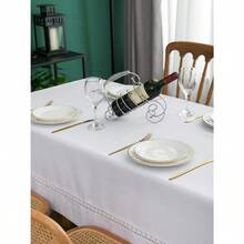 EHouseHome - Mantel de tela resistente con encaje blanco impermeable sin arrugas resistente a las manchas a prueba de aceite para comedor interior y exterior boda día festivo blanco - Blanco - Ver 4