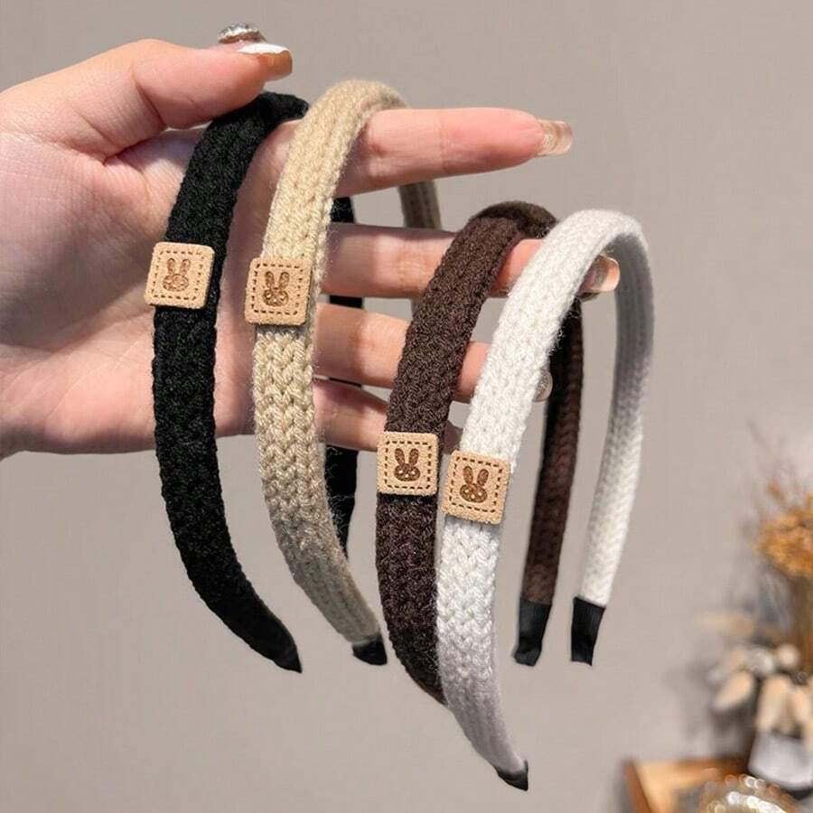 Băng đô đan, phụ kiện tóc hoạt hình dành cho nữ, phụ kiện đội đầu đa năng, băng đô thời trang thu đông thanh lịch tối giản cho hoạt động ngoài trời, băng đô cài tóc. - Nhiều màu - Xem 1