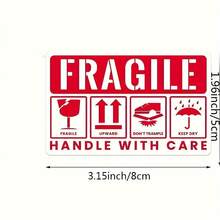 50pcs/Pack Red Fragile Warning Stickers, Non-Adhesive Packaging Labels, Thank You Stickers, Do Not Bend - Multicolor - View 3