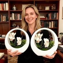 1pc Realistic Phalaenopsis Orchid With White Ceramic Pot - Highly Lifelike Artificial Flower, Suitable For Home/Office Decor - Maintenance-Free, Ideal Centerpiece For Weddings/Birthdays/Mother's Day - Perfect Gift For Valentine's Day, Holiday Table Decor, Floral Display, Winter Home Decor, Luxury Hotel Decoration - Multicolor - View 1