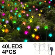 40颗LED太阳能花园灯，户外自动开关，防水雏菊造型景观灯，适用于走道、露台、圣诞装饰，无需布线，安装简便，节日装饰，露台装饰，装饰插杆，耐用塑料材质，节日装饰，家庭园艺爱好者 - 彩色 - 查看 2