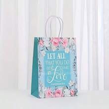 6/12/24pcs Mixed Color Floral & Bible Verse Gift Bags, Reusable Paper Gift Bags For Christian Baptism, Valentine's Day, Wedding, Birthday, Mother's Day Gifts - Color Mixing - View 8