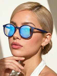 Women Sunglasses - 鏡面藍黑 - 查看 4