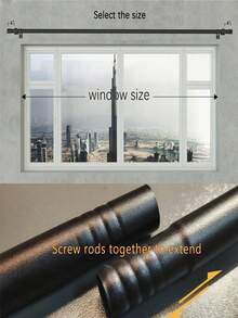 Curtain Rods 32-157Inch, 0.98" Heavy Duty Adjustable Curtain Rod For Windows, Black Extra Long Window Treatment Rod, Modern Design, Easy Installation - Multicolor - View 8