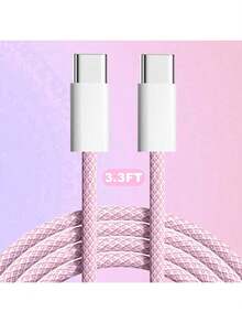 USB-C 转 USB-C 充电线，3 条装，60W，3.3/6.6 英尺编织 USB 转 Type-C 快速充电线，兼容 Apple 17/16/16 Pro/16 Pro Max、15/15 Pro Max、iPad、Pixel、Galaxy S25 - 彩色 - 查看 8