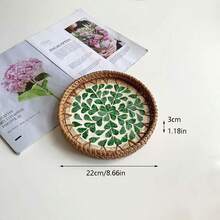 8.66-Inch Diameter X 1.18-Inch Height Handmade Rattan Woven Round Desktop Storage Tray - Multicolor - View 21