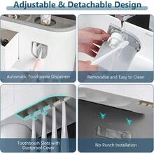CYPNSoporte para Cepillos DientesPorta Cepillos Dentales Montado en la Pared dispensador de Pasta Dental con 3 Tazas para 4 Cepillo Dientes sin Perforación Porta Pasta de Dientes para BañoFashion - Blanco3Tazas - Ver 7