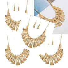 N/Q Collar retro de alto pulido chapado en oro de 14 quilates con forma de corazón de amor abierto collar de gota de agua aretes colgantes de lágrima para mujer conjunto de joyas étnicas - como en la foto - Ver 3
