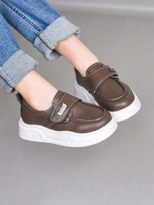 1双男女通用复古风平底休闲运动鞋，防滑，时尚百搭，适合幼儿、儿童，四季皆宜 - 棕色 - 查看 2