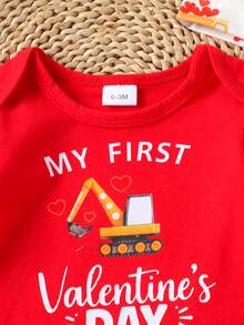 2pcs Baby Boys Holiday Casual Long Sleeve Bodysuit + Bib Pants Set, Spring/Autumn - Red - View 6