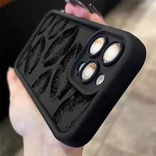 Black Lips Kiss Print Soft Silicone Phone Case for  11 13 14 12 15 17 16 Pro Max XS Max X Soft Cover - Negro - Ver 6