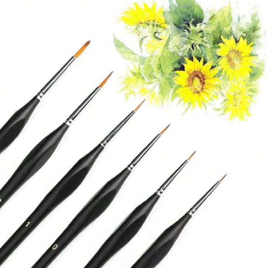 Juego de Brochas de 6 Piezas, Brochas de Punta Súper Fina para Pintura Acrílica, Brochas de Primera Calidad para Detalles Finos, Acuarela, Pintura al Oleo, Cara, Uñas, Modelado, Detalles y Más,36937878 - Multicolor - Ver 1