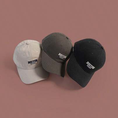 1pc Cute Girl Wearing Small Hat Exposing Her Face; 1pc Ins Style Embroidered Baseball Cap; 1pc Versatile Korean Style Curved Brim Baseball Cap; 1pc Baseball Cap; 1pc Outdoor Sunshade Hat Suitable For Spring And Autumn