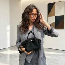 2026新款JW Hang小饺子袋，白鹿绒 - 黑色 - 查看 8