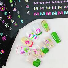24 Sheets 3D Glow In The Dark Neon Nail Stickers Glittery Glossy Self-Adhesive Nail Art Stickers Butterfly Heart Flower Nail Art Decoration For Women Girl DIY Nail Art Deco - Multicolor - View 9