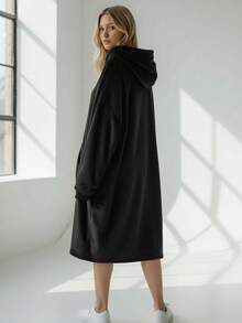 Maxi Sudadera de Felpa, Sudadera Afelpada Unitalla, Con Colores diferentes - Negro - Ver 6