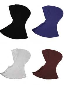 4件装女士纯色莫代尔衬头巾，可遮盖颈部，弹性柔软透气，可作头巾帽、阿巴雅长袍配饰、日常衬头巾、女士面纱 - 彩色 - 查看 54