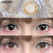 FRESH LADY 1 Pair Freshlady Contact Lens 14.20mm Colored Contact Lenses 2pcs Yearly Disposable, 40%Water, Brown/Grey, Suitable For Eye Makeup And Beauty Enhancement, Christmas - 0 - View 9