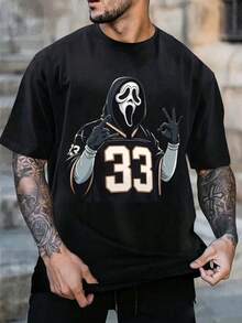Camiseta de manga corta para hombre de 180 g, estilo veraniego, informal, versátil y con cuello redondo. - Negro - Ver 1