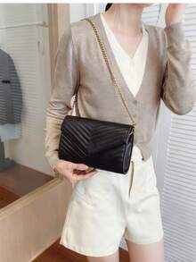 Classic Women's Purse, Chain Bag, Crossbody Bag, Girl's Gift - Nhãn vàng đen - Xem 5