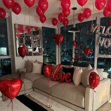 Happy Anniversary Decoration Set, Happy Anniversary Banner (Red/Black), Heart Foil Balloon, Bow Tie Balloons, Suitable For Valentine's Day, Anniversary, Engagement, Proposal, Wedding, Romantic Home Decor, Happy Valentine's Day Letter Balloons - Multicolor - View 9