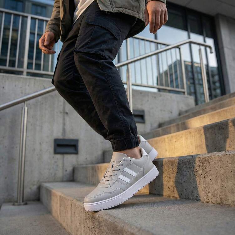 Tenis Masculino Casual Original Sneaker Street Sapatenis - Cinza branca - Visão 6