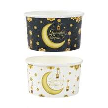 4pcs Ramadan Kareem Disposable Paper Bowls - Star & Moon Pattern, Eid Party Tableware, Suitable For Snacks And Desserts - Multicolor - View 6