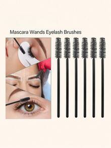 100/200/500 Disposable Mascara Wand Bobbin Mascara Brush Is Suitable For Lengthening Eyebrows/Eyelashes And Cosmetics (Black). - Black - View 6