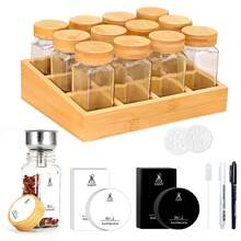 12 Spice Jars + Bamboo Tray