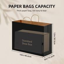 Tomnk 110/60pcs Brown/Black 16x6x12 Inch Kraft Paper Bags With Handles, Shopping Bags In Bulk For Boutiques, Small Business, Retail Stores, Gifts, Wedding Supplies, For Mother's Day - 彩色 - 查看 9