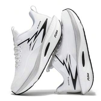 Zapatillas de running para hombre - Suela de goma con amortiguación - Adecuadas para fitness, trotar, uso casual - Diseño de cordones, de doble uso para diario y deportes - Zapatos ligeros y con absorción de impactos, para actividades al aire libre, estilo de moda, resistentes al desgaste y antideslizantes, zapatos de entrenamiento de alta eficiencia