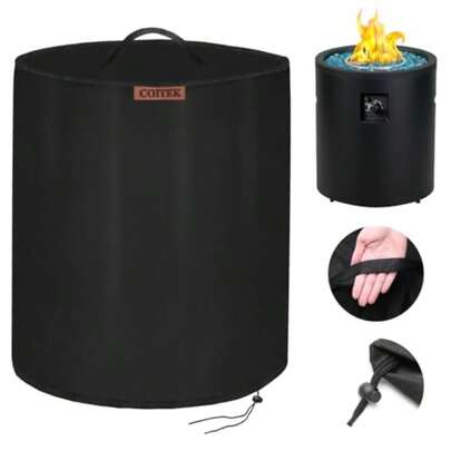 600D Extra Strong Fire Column Cover 24 D X 27 H Heavy Duty Round Fire Pit Cover Propane Gas Fire Bowl Column For Bali Outdoor 23 Inch Cylinder Firepit For Tabletop Fire Pit Stones