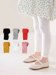 3 pares de mallas ajustadas de unicolor para niñas, con ajuste cómodo y elástico, adecuadas para todas las estaciones, excelentes para uso diario - Multicolor - Ver 4