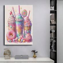 1 Set 5D Diamond Painting Kit - "Sweet Dreamy Food Style - Cream Ice Cream Donut", Large Size Full Drill Round Acrylic Diamond Art DIY Painting Set, Frameless Mosaic Craft, Suitable For Home And Office Desktop Decor - Multicolor - View 21
