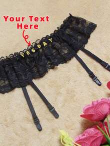 1pc Customized Crystal Letter Name Garter Belt, Sexy Lace Garter Belt, Personalized Text & Numeric Custom Garter Belt, Costume Accessory For Parties, Festivals, Birthdays, Anniversaries, Gifts For Friends, Lovers, Wives