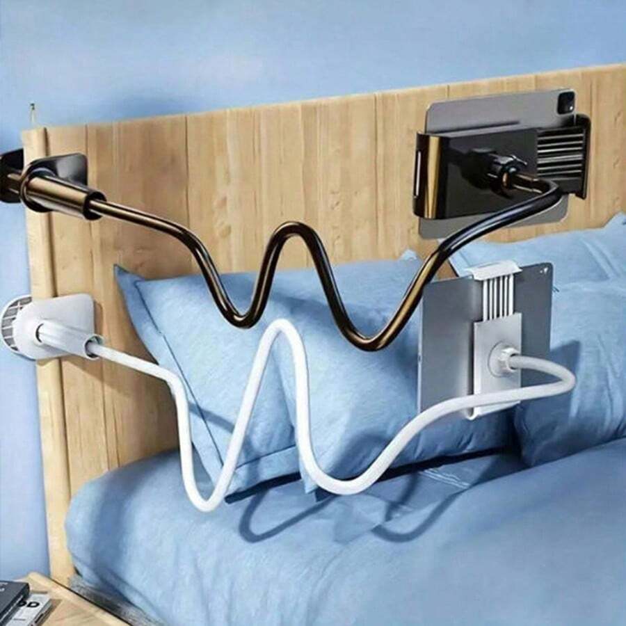 1个加厚鹅颈平板电脑/手机支架，适用于床、床边、书桌、床头板、桌子、沙发、躺椅，兼容iPad Mini、Pro、Air、Kindle、Switch、Galaxy Tab等设备，圣诞礼物