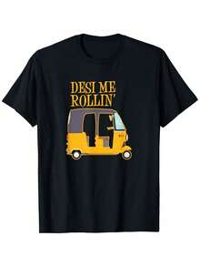 Camiseta divertida con meme de Bollywood y auto rickshaw de la India - Negro - Ver 6