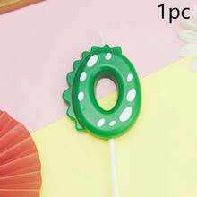 1支/10支装恐龙生日蜡烛 0-9 绿色数字蛋糕装饰蜡烛，适合恐龙主题派对装饰