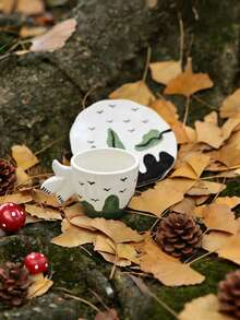 1 Set Creative Hand-Pinched 3D Squirrel & Pigeon Painted Ceramic Coffee/Milk Cup & Saucer - Multicolor - View 3