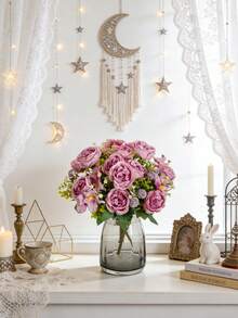 1/3/80 piezas Flores artificiales de peonía de 12.99 pulgadas con pequeñas flores de lavanda, plantas falsas, ramo de novia, suministros DIY para coronas de San Valentín y decoración de boda, decoración de ramo de novia, decoración de coche de boda, decoración de arco y entrada, hogar, restaurante, dormitorio, decoración de jarrón - rojo morado - Ver 6