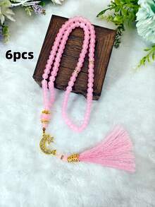 1条99颗玻璃仿珍珠流苏念珠手链，中东时尚挂饰，适合日常祈祷、宗教节日、休闲佩戴 - 多色1 - 查看 14